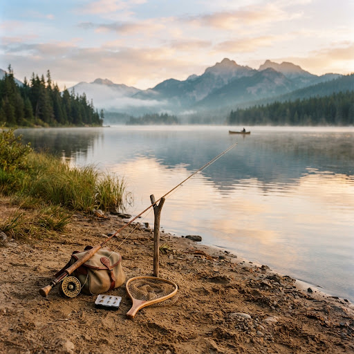 Scenic lake at sunrise